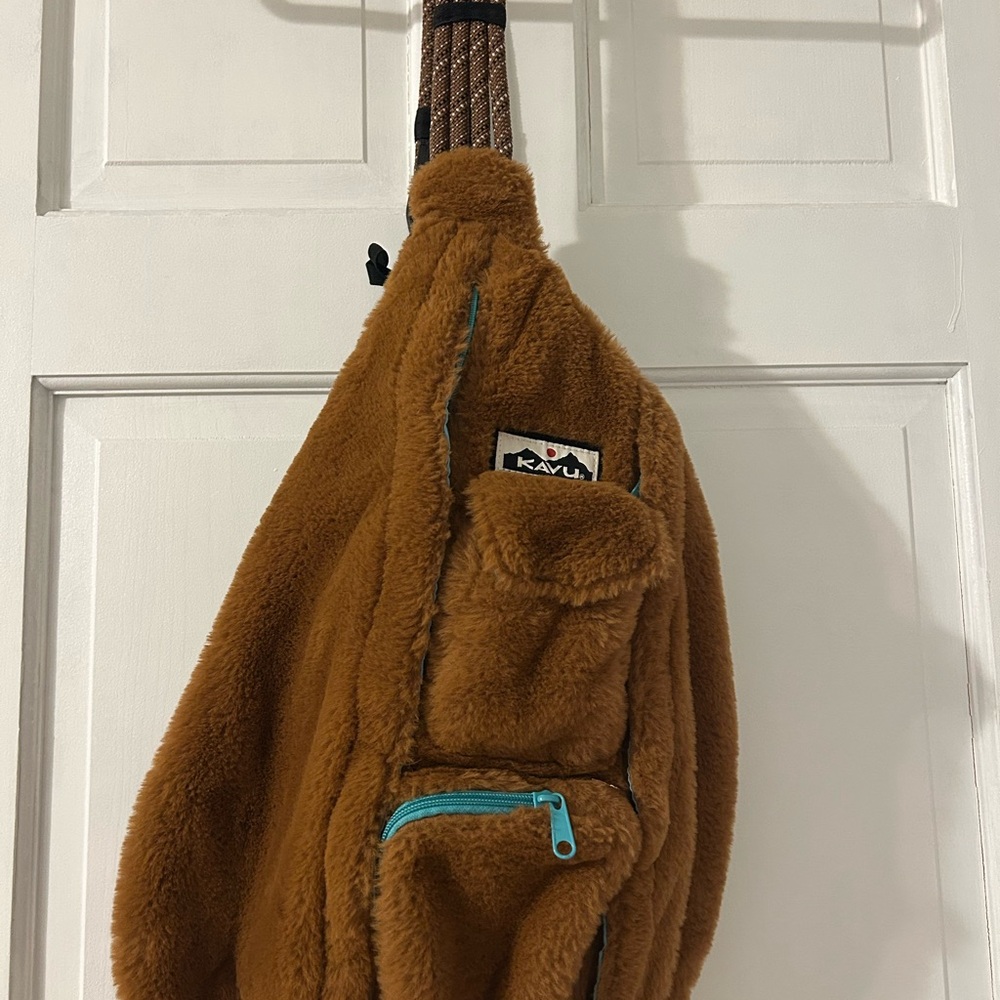 KAVU Brown Fleece Sling Bag
